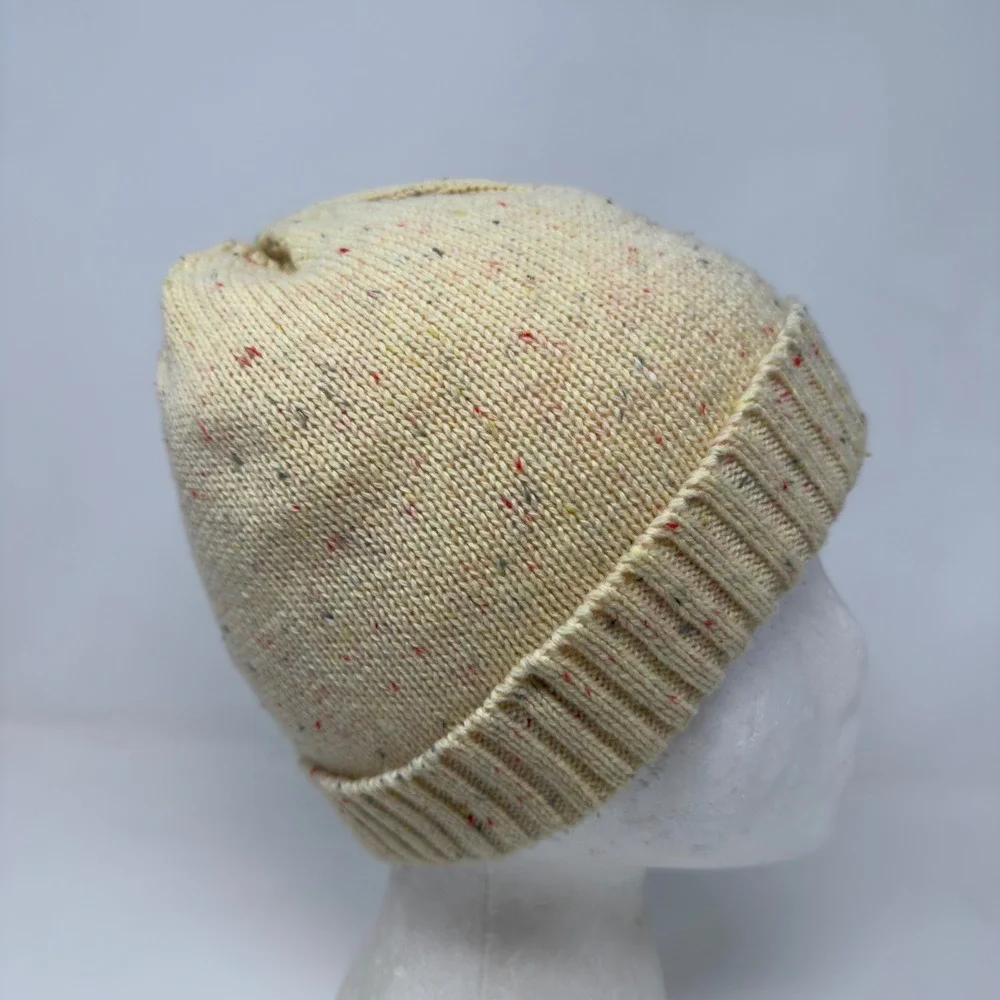 Baby Gap Kids Cream Multi Nep Speckled Fleece‎ Lined Knit Beanie Hat M/L 4-5Y